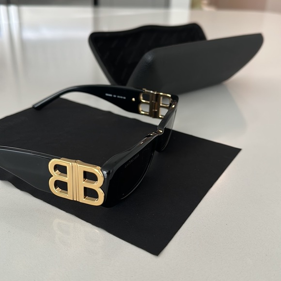 BALENCIAGA DYNASTY RECTANGLE SUNGLASSES IN BLACK - Picture 5 of 7